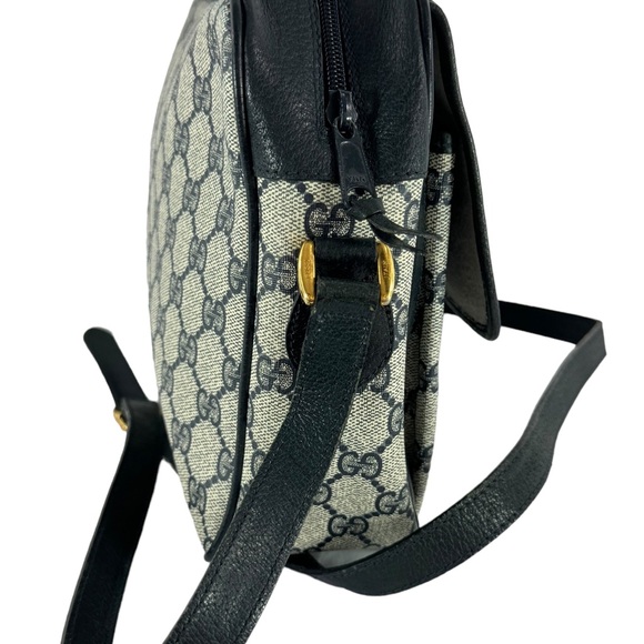 GUCCI School Bag Navy Blue Canvas Leather Ophidia Flap Accessory Collection - Picture 5 of 17